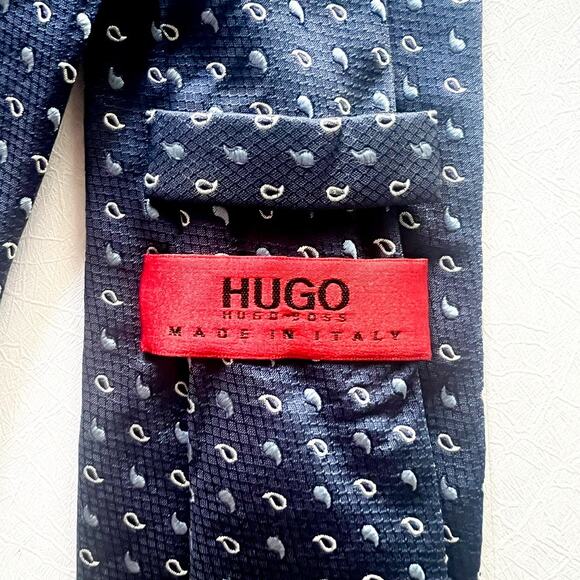Hugo Boss Red Label Neck Tie Navy Blue Teardrop - Picture 2 of 7